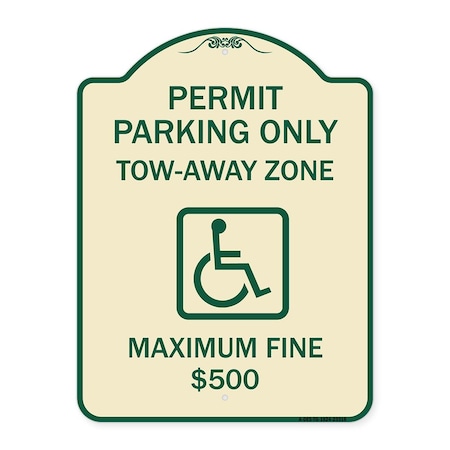 Signmission Permit Parking Tow-Away Zone Maximum Fine Heavy-Gauge Aluminum Sign, 18" L, 24" H, TG-1824-23318 A-DES-TG-1824-23318